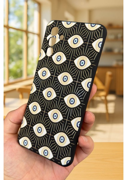 Samsung Galaxy A04S Uyumlu Evıl Eye Desenli Silikon Darbe Emici Klasik Korumalı Rubber Kılıf modelleri