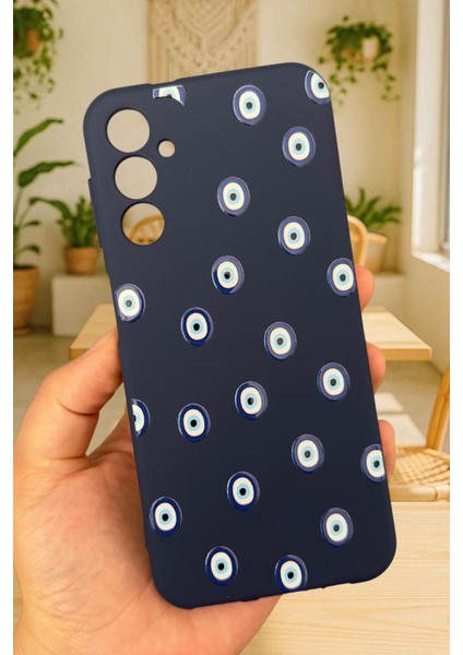 Samsung Galaxy A14 Uyumlu Nazar Boncuk Desenli Silikon Darbe Emici Klasik Korumalı Rubber Kılıf