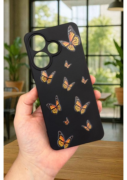 Xiaomi Redmi 13 4g Kelebek Desenli Silikon Darbe Emici Klasik Korumalı Rubber Kılıf