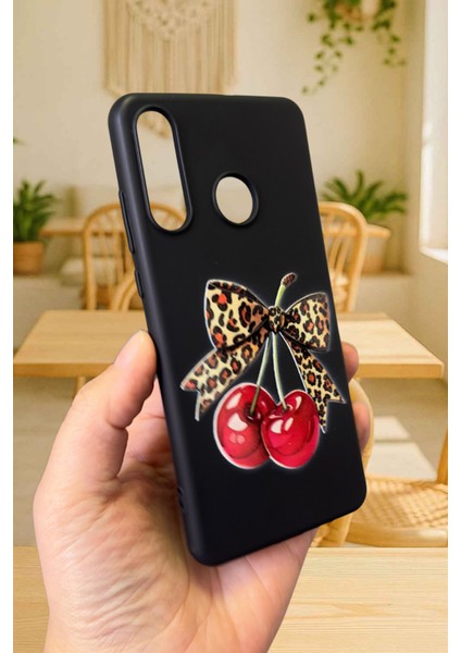 Huawei Y7 2019 Uyumlu Kiraz Leopar Fiyonk Desenli Silikon Darbe Emici Rubber Kılıf modelleri