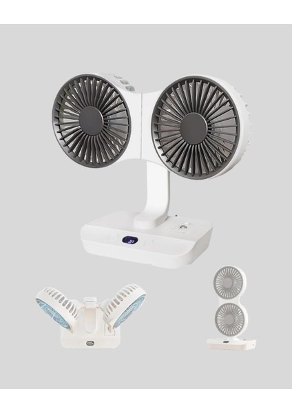Ayarlanabilir Hızlı Çift Başlıklı Masaüstü Fan – Gece Lambalı Serinletici - M034K952-R59 fiyatları