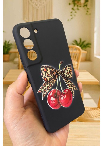 Samsung Galaxy S21 Fe Uyumlu Kiraz Leopar Fiyonk Desenli Silikon Darbe Emici Rubber Kılıf fırsatları