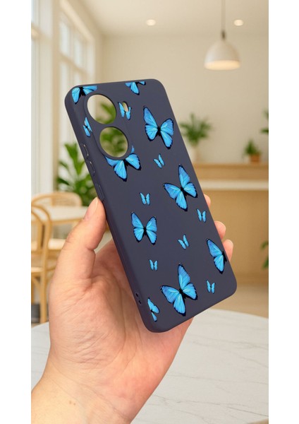 Xiaomi Poco X7 Pro Mavi Kelebek Desenli Silikon Darbe Emici Klasik Korumalı Rubber Kılıf modelleri