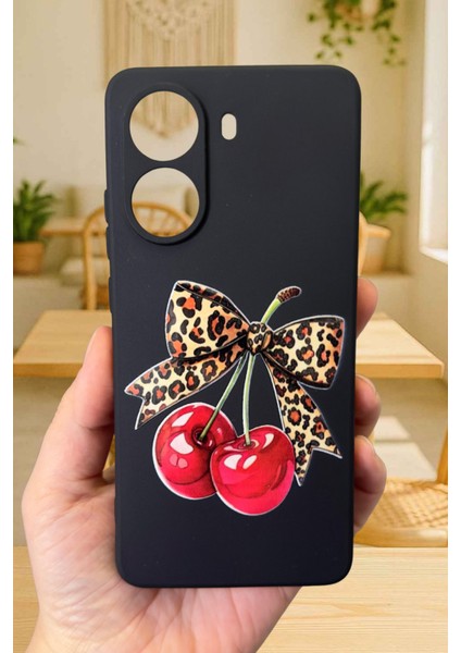 Xiaomi Poco X7 Pro Uyumlu Kiraz Leopar Fiyonk Desenli Silikon Darbe Emici Rubber Kılıf fiyatları