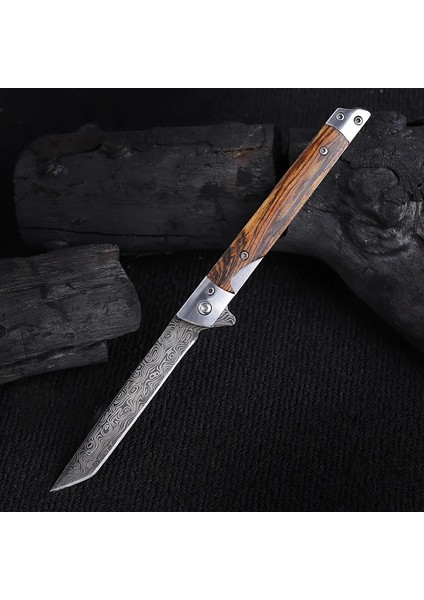 Kamp ve Outdoor Kullanıma Uygun Damascus Işlemeli Katlanır Çakı – Doğal Ağaç Saplı El Yapımı Bıçak modelleri