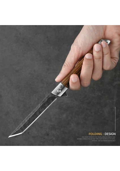 Kamp ve Outdoor Kullanıma Uygun Damascus Işlemeli Katlanır Çakı – Doğal Ağaç Saplı El Yapımı Bıçak fırsatları