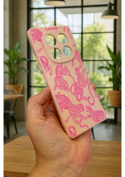 Xiaomi Redmi Note 14 Pro 5g Pembe Leopar Desenli Silikon Darbe Emici Klasik Korumalı Rubber Kılıf modelleri