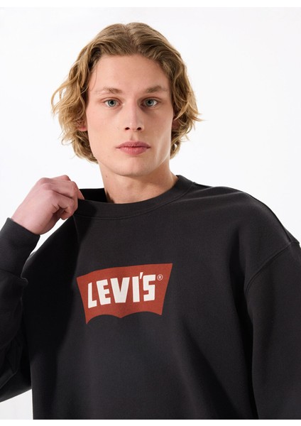 Premium Erkek Siyah Bisiklet Yaka Sweatshirt 003VK-0000