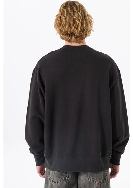 Premium Erkek Siyah Bisiklet Yaka Sweatshirt 003VK-0000 fırsatları