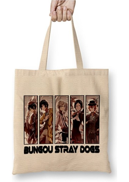 Bungou Stray Dogs Beyaz Bez Çanta Uzun Saplı Alışveriş Çantası Plaj Çantası