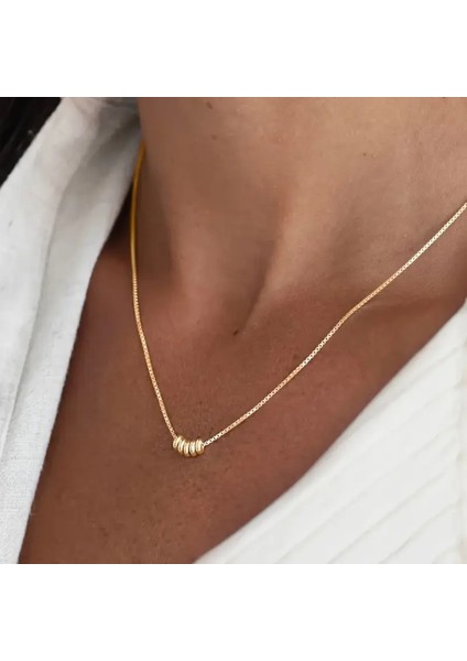 Çelik Toplu Zarif Şık Trend Kolye Gold