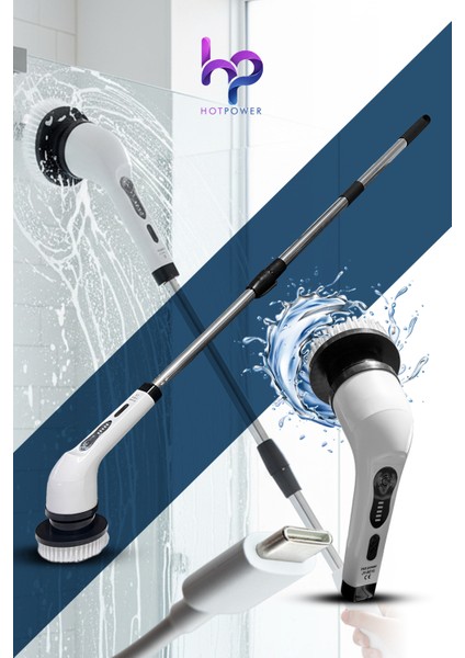 Şarjlı Döner Temizlik Fırçası Seti 9'u 1 Arada Uzatılabilir Saplı fırsatları