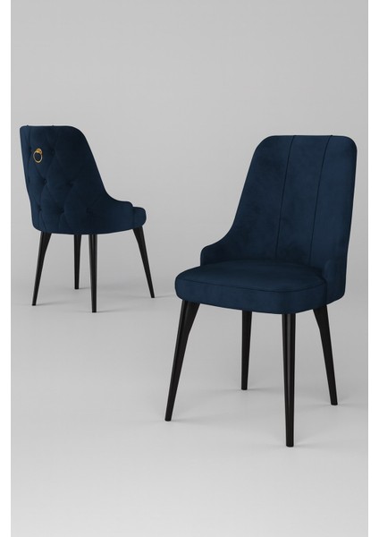 Esa 4 Adet Babyface Kumaş, Siyah Metal Ayaklı, Mutfak ve Yemek Odası Sandalyesi