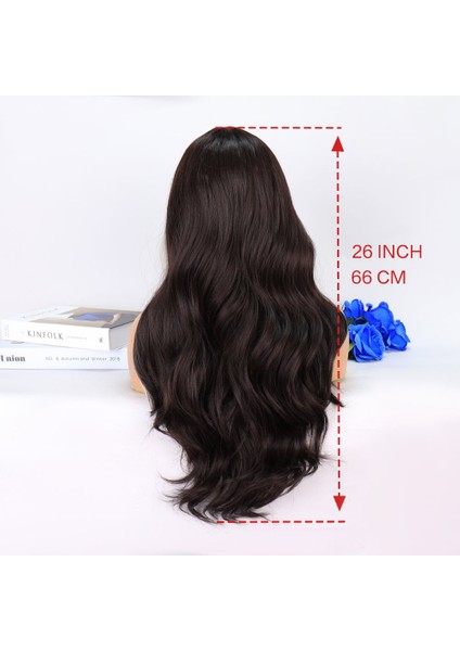 Koyu Kumral Perçemler Beyaz Platin Tül Peruk indirimleri