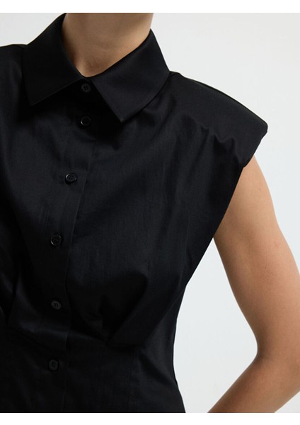 Pile Detaylı Kolsuz Gömlek Siyah 13044815001 fiyatları