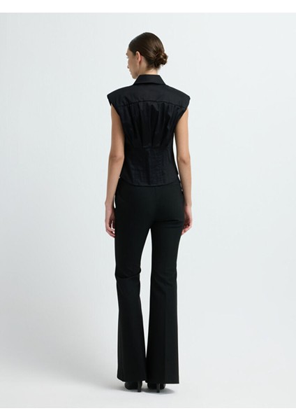 Pile Detaylı Kolsuz Gömlek Siyah 13044815001 indirimleri