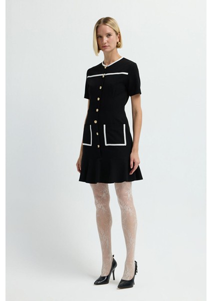 Kısa Kollu Elbise Siyah 12442933003