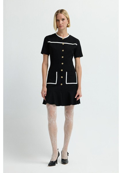 Kısa Kollu Elbise Siyah 12442933003 fırsatları