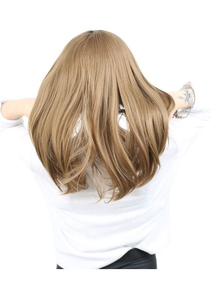 Kahkülsüz Fiber Sentetik Orta Boy Düz Peruk / Bebek Kumralı fırsatları