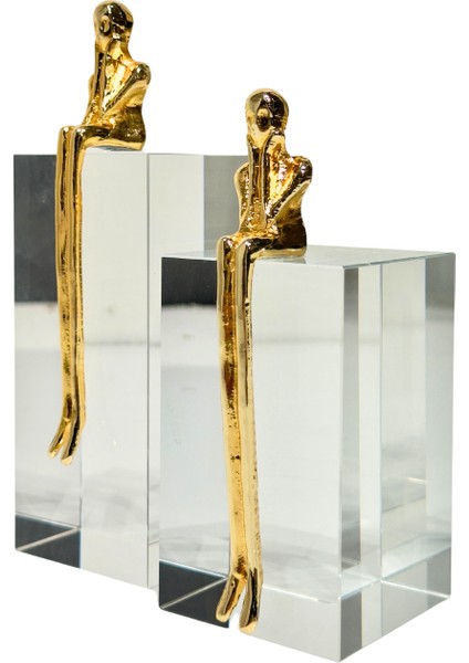 Kristal Gold Düşünen Adam Dekor Seti