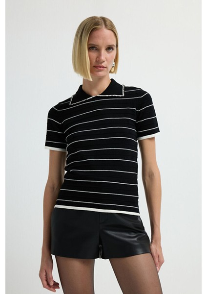 Erkek Yaka Incili Kazak C.siyah 13945628000