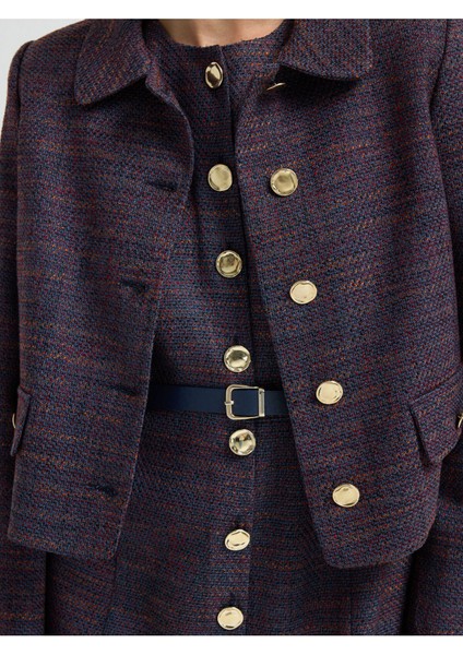 Düğmeli Elbise Lacivert 12444890001 indirimleri