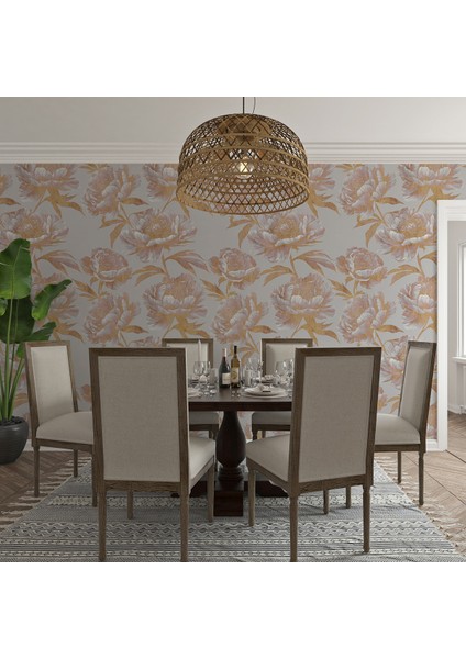 Hardal Sarı Güller Desenli Tek Parça Duvar Kağıdı -Isı ve Ses Yalıtımı Yırtılmaz fiyatları