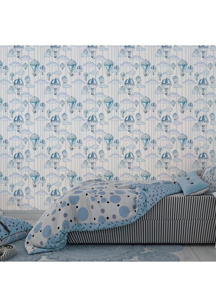 Mavi Balonlar Çocuk Odası Duvar Kağıdı -Isı ve Ses Yalıtımı Yırtılmaz fiyatları