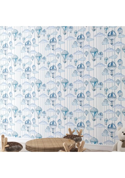 Mavi Balonlar Çocuk Odası Duvar Kağıdı -Isı ve Ses Yalıtımı Yırtılmaz fırsatları