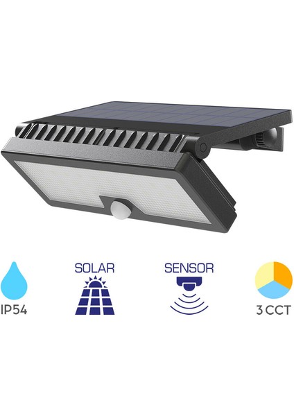 Güneş Enerjili Duvar Armatürü 10W-3IN1-IP54