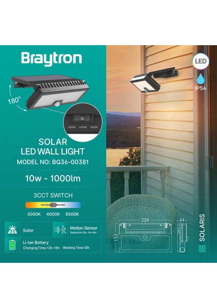 Güneş Enerjili Duvar Armatürü 10W-3IN1-IP54 fiyatları