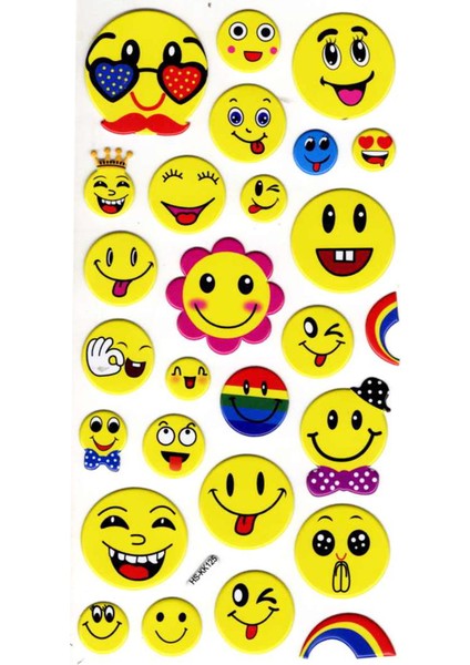 Sticker Kabartmalı Stiker Çıkartma Etiket (HSKK125)-18X9 Cm- Sevimli Emoji fiyatları