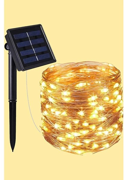 Solar Güneş Enerjili 20 Metre Peri LED Işık 200 LED 8 Mod Dış Bahçe Ağaç Balkon Aydınlatma