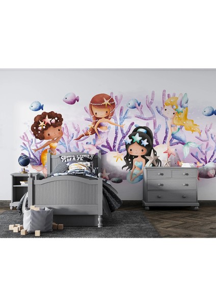 Deniz Kızı Çocuk Odası Duvar Kumaşı -Isı ve Ses Yalıtımlı fırsatları