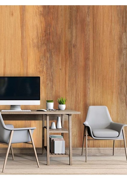 Düz Ahşap Desenli Isı ve Ses Yalıtımlı Sağlıklı Tekstil Duvar Kağıdı