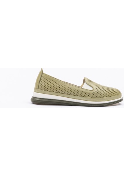 Kadın Deri Haki Renkli Termo Tabanlı Babet fiyatları