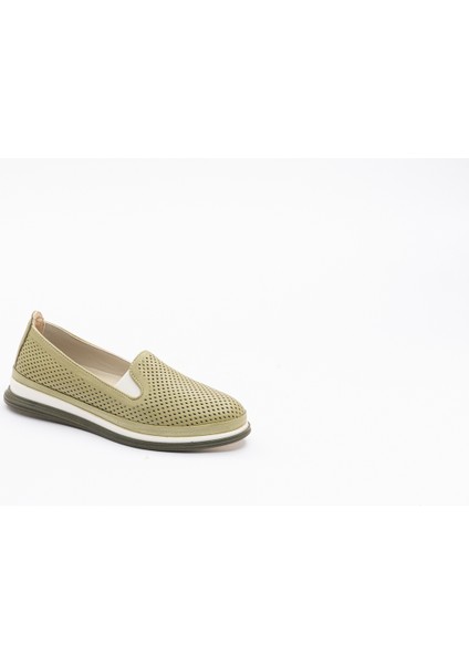 Kadın Deri Haki Renkli Termo Tabanlı Babet modelleri