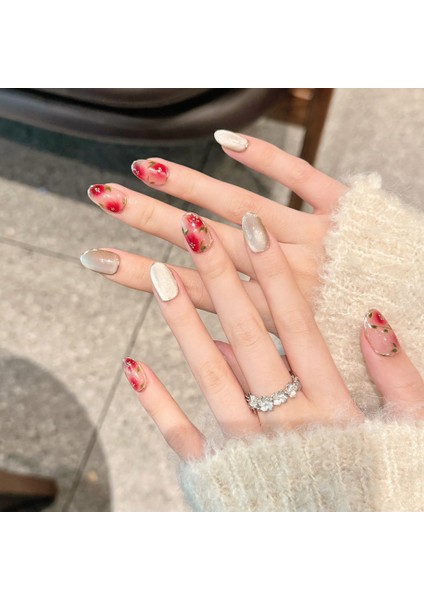 10'lu Renkli Orta Balerin TT1146 Tekrar Kullanılabilir El Yapımı Protez Takma Tırnak - Renkli-M modelleri