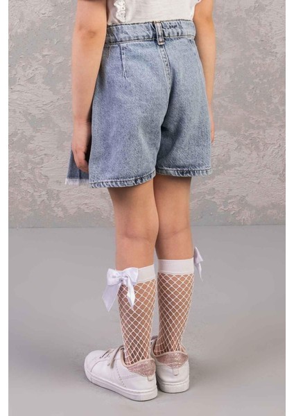 Mojo Kız Çocuk 4-9 Yaş Denim Şort Etek 0204 Kot Mavi modelleri