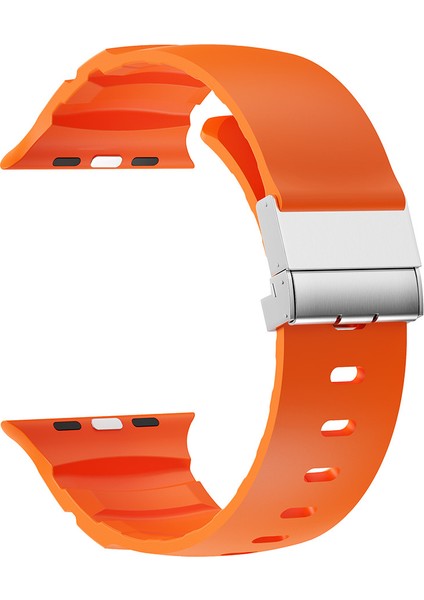 Apple Watch Seri 10-11 (46MM) Kordon 2/3/4/5/6/se/7/8/9 (44-45-49MM) KD-145 Metal Tokalı Silikon Kordon fırsatları