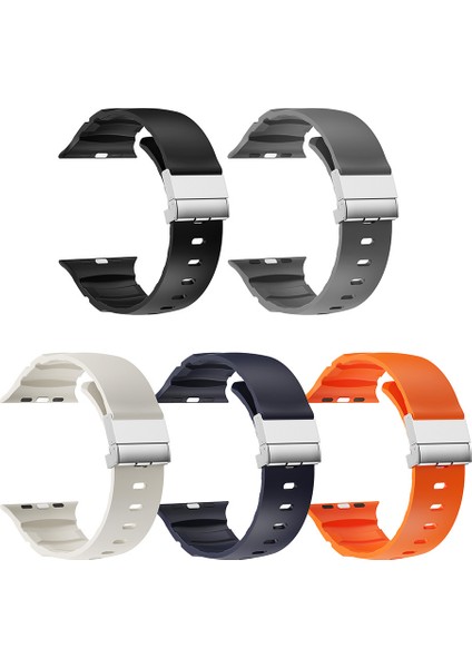 Apple Watch Seri 10-11 (46MM) Kordon 2/3/4/5/6/se/7/8/9 (44-45-49MM) KD-145 Metal Tokalı Silikon Kordon indirimleri