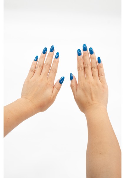 10'lu Mavi Kısa Oval TT1267 Tekrar Kullanılabilir El Yapımı Protez Takma Tırnak - Mavi-S modelleri