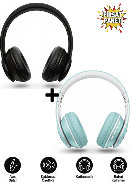 Kablosuz Bluetooth Kulaküstü Kulaklık-Mikrofonlu, Stereo Ses, Aux ve Hafıza Kartı Desteği Pulse