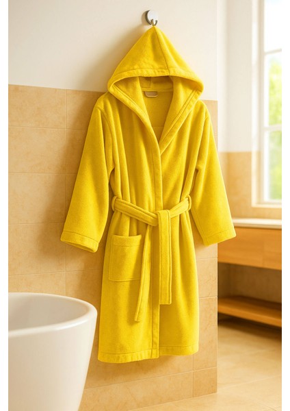 Genç Kız / Erkek Çocuk Kapşonlu Garson Boy Kadife Bornoz %100 Pamuklu fırsatları