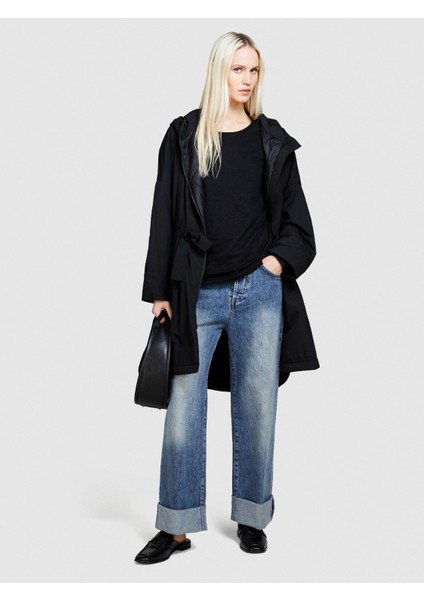 Pamuk Modal Karışımlı Normal Kalıp Bisiklet Yaka T-Shirt Kadın Siyah T-Shirt - 324P3TNHL11A2 modelleri