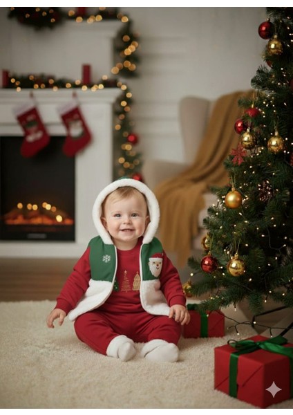 Laura Baby Peluş Detaylı Kapüşonlu Yılbaşı Yeniyıl Temalı 3'lü Erkek Bebek Takımı fiyatları