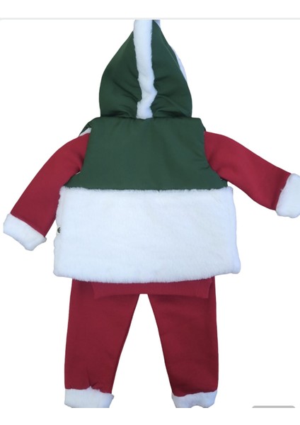 Laura Baby Peluş Detaylı Kapüşonlu Yılbaşı Yeniyıl Temalı 3'lü Erkek Bebek Takımı indirimleri