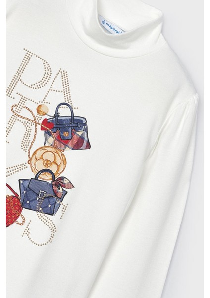 Kız Çocuk 2-9 Yaş Balıkçı Yaka Uzunkol T-Shirt 4061 Krem fiyatları