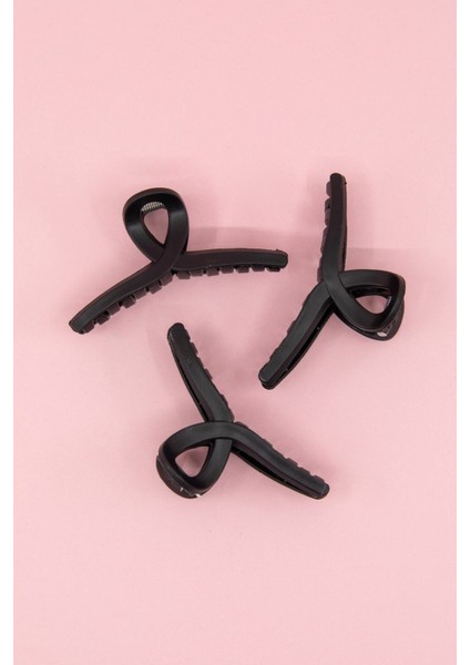 Kadın 3'lü Siyah Fiyonk Mandal Toka Seti fiyatları