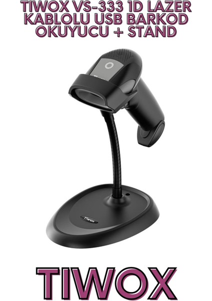 VS-333 1D LAZER KABLOLU USB BARKOD OKUYUCU + STAND